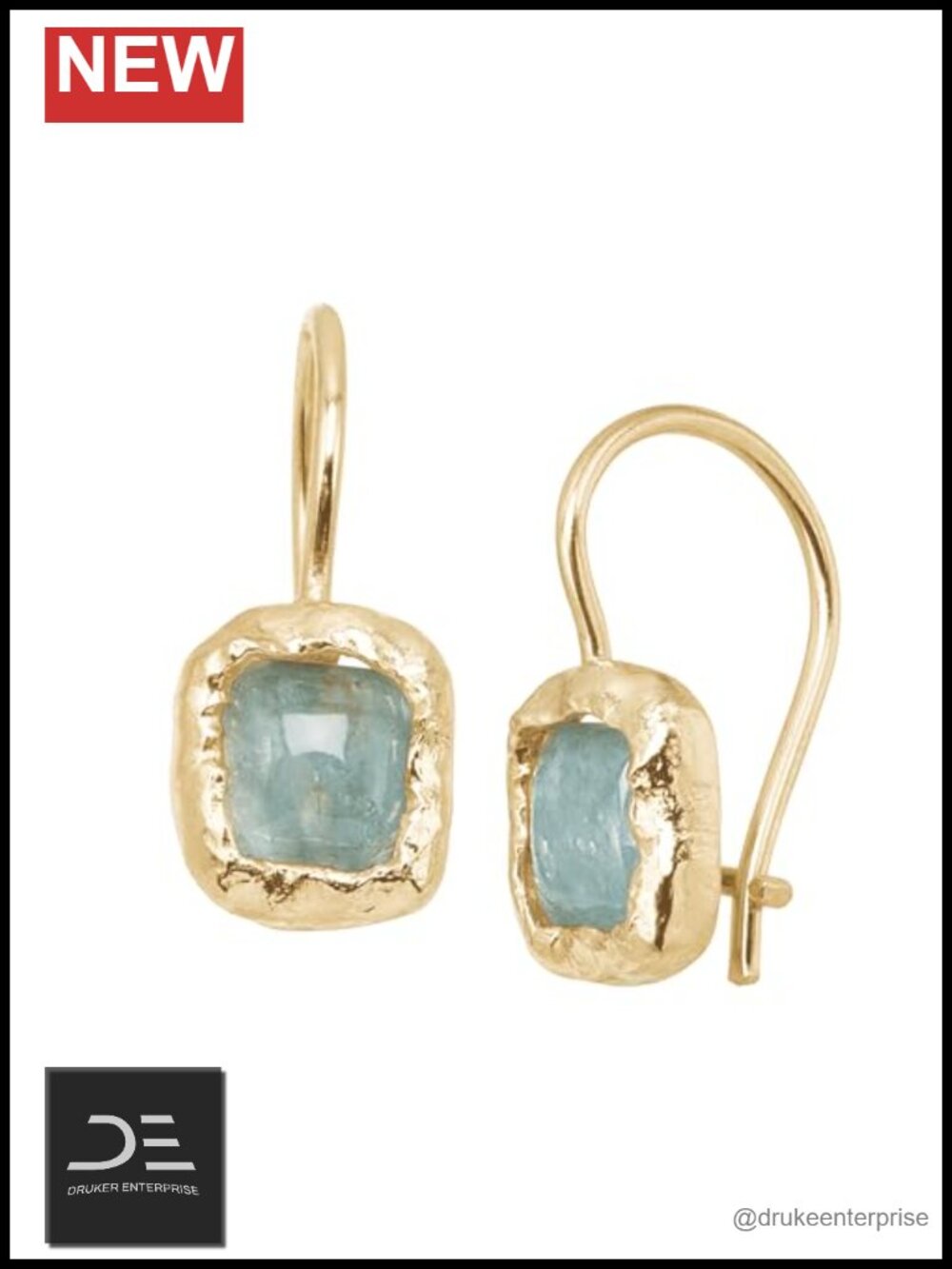 14K Gold-Plated Sterling Silver Natural Aquamarine Drop Earrings